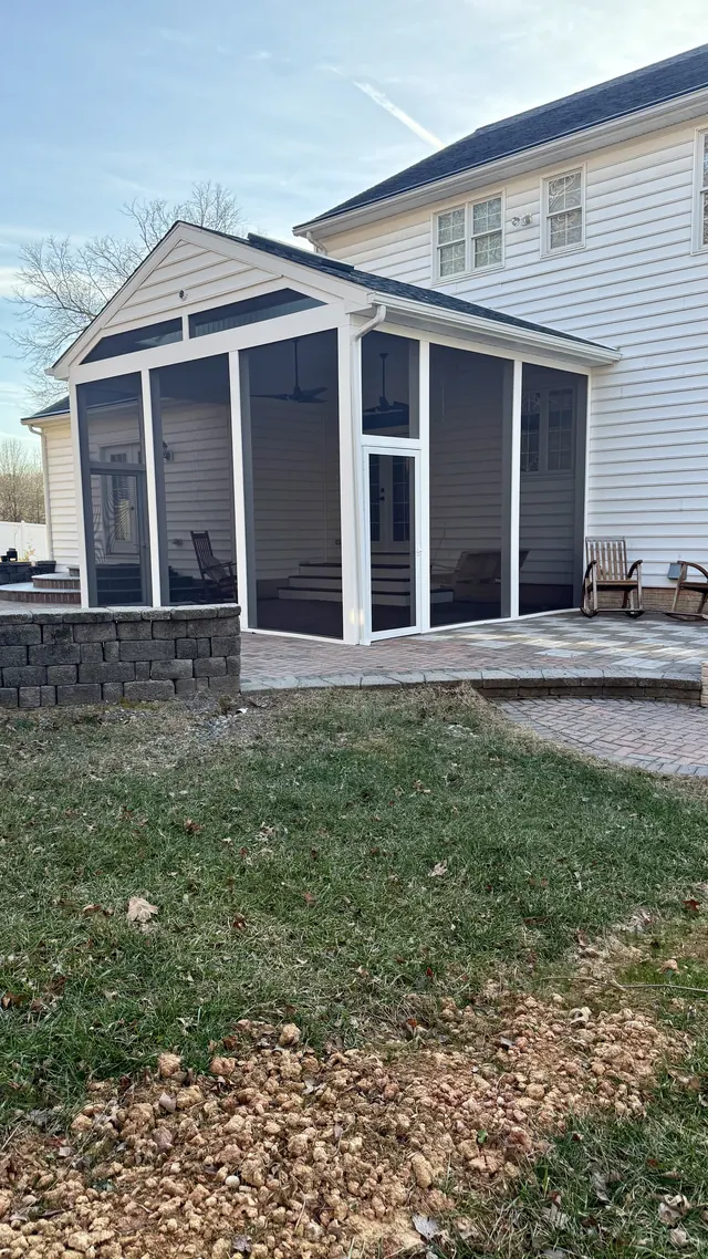 Screened porch with paver patio at a Hanover Maryland home
